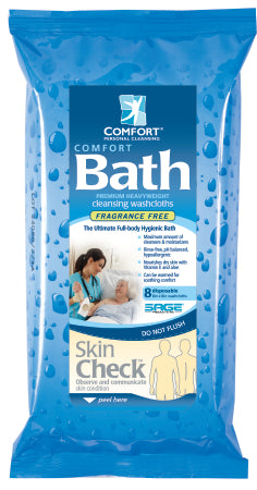 Comfort Bath Bath Wipe 8 X 8 Inch Soft Pack Aloe / Vitamin E Unscented Pack of 8