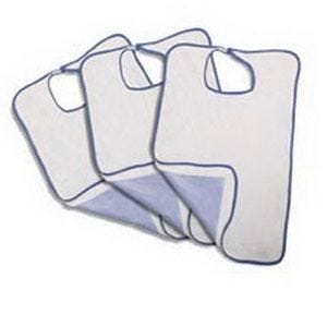 Medline Velcro Impervious Extra Long Terry Cloth Adult Bib: 1 Count, White, 21