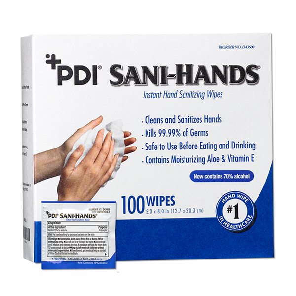 Sani-Hands ALC Sanitizing Skin Wipe 8 X 5-3/10 Inch Individual Packet Alcohol Unscented Box of 100