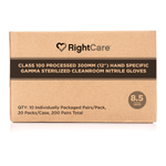 RightCare Class 100 processed 12” Hand Specific Gamma Sterilized Cleanroom Nitrile Gloves, Powder-Free, Case of 200 Pairs 57351944