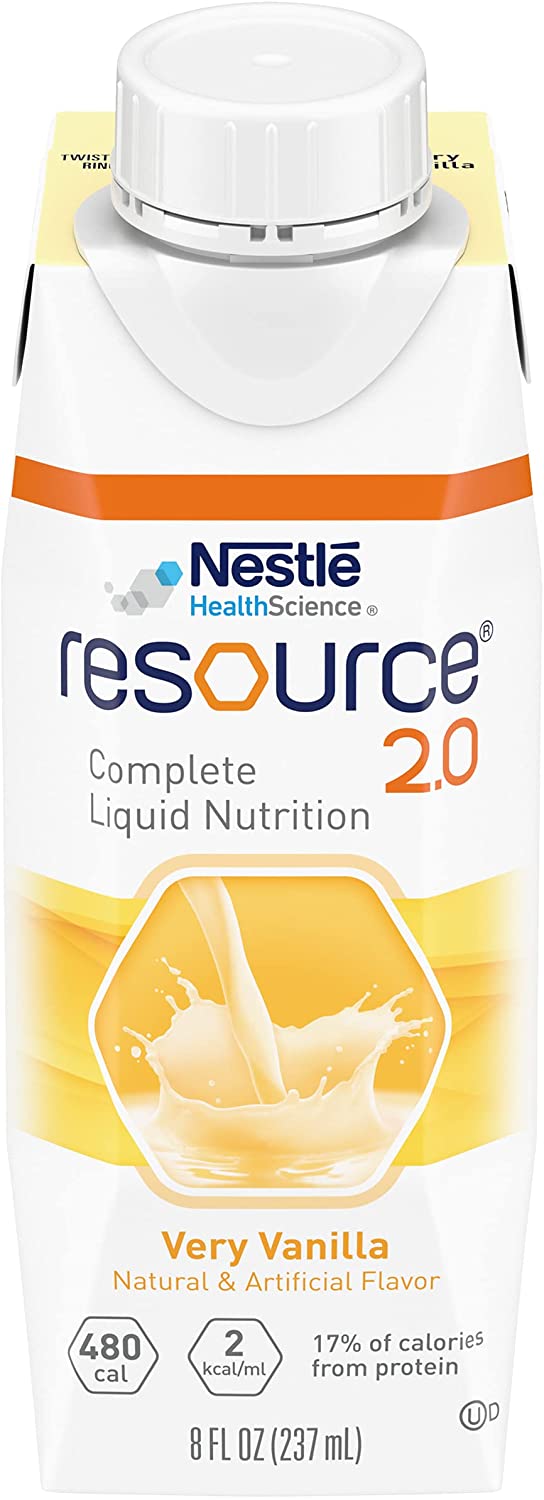 Resource 2.0 Oral Supplement, Very Vanilla Flavor, Ready to Use, 8 oz. Tetra Prism Cartons