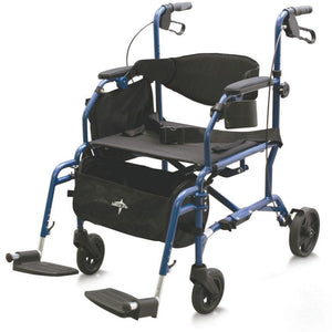 Medline Transport Chair/Rollator Hybrid 250 lb Weight Capacity 19" Width Seat: Blue