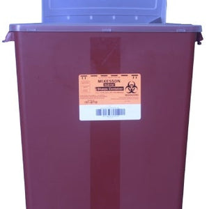McKesson Medi-Pak Multi-purpose Sharps Container 2-Piece 13.5H X 12.5W X 6D Inch 3 Gallon Red Base