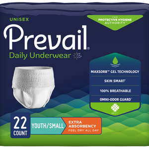 Prevail Unisex Youth Absorbent Underwear, Youth/Small, Extra Absorbency, Pull on with Tear Away Seams 35188340
