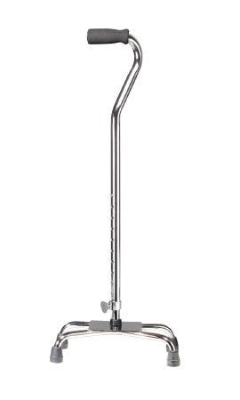 Drive Medical Quad Cane with Large Base and Vinyl Contoured Grip, Chrome
