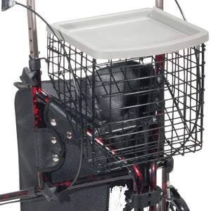 Drive Deluxe 3 Wheel Rollator Aluminum Red 3 Wheel