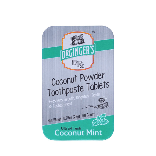 Dr. Ginger's Coconut Mint Toothpaste Tablets, Eco-Friendly Travel Chewable Tabs for Gum Health, Fresh Breath & Plaque Prevention, Fluoride-Free, 0.75oz Tin, 60 Tablets 35437525