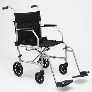 Medline Steel Transport Chair 19 Inch with Permanent FullLength Arms and Swing Away Foot Rest 67166726