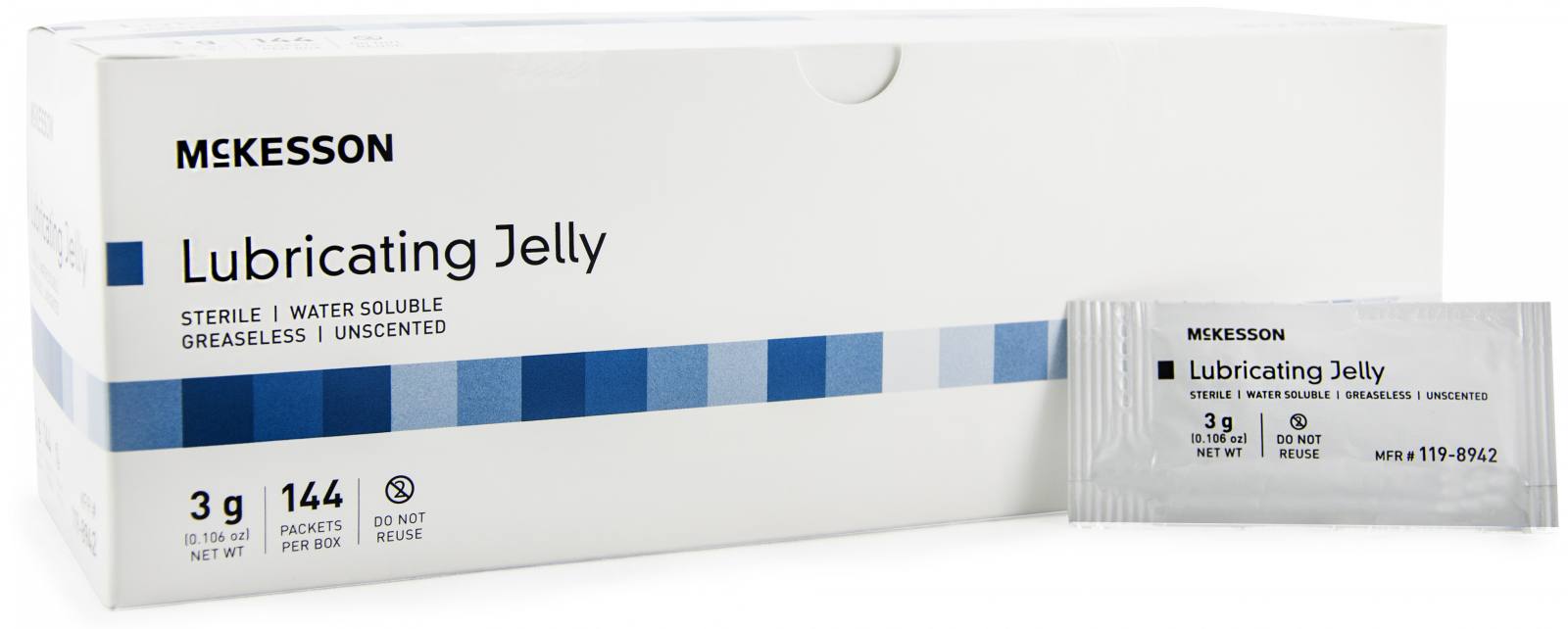 McKesson Lubricating Jelly, 3g Sterile Packets (864 Count) - Water-Based, Non-Sticky Surgical & Personal Lubricant (Box Of 6)
