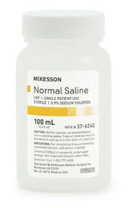 McKesson Irrigation Solution Sodium Chloride 0.9% Solution Bottle, Screw Top 100 mL, Case of 48