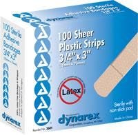 Dynarex 3601 Adhesive Strip .75 X 3 Inch Plastic Rectangle Tan Sterile. Box of 100