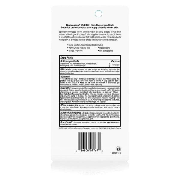 Neutrogena 9767 Wet Skin Kids Sunblock Stick, 1 Each