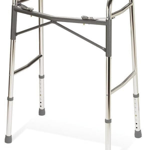 Medline Guardian Adult Heavy Duty Folding Walker, 19" W Inside Hand Grips, 32-1/4" to 39-1/4" Height Adjustment, 26-1/4" W Base, 17-1/2" D Base Open, 4-1/2" D Base Folded, 1" Diameter Tubing, 5ft 4" to 6ft 2" Approximate User Height 85171813
