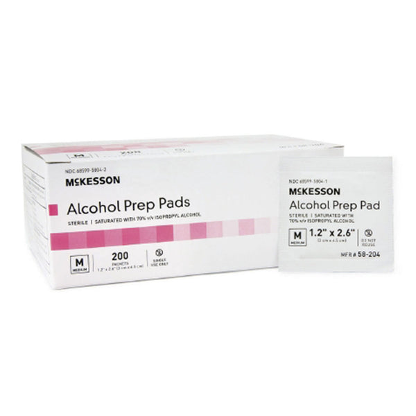 McKesson 58-204 Sterile Alcohol Prep Pad Box of 200