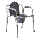 Medline Folding Steel Commode: 1 Count, 300 lb Capacity White