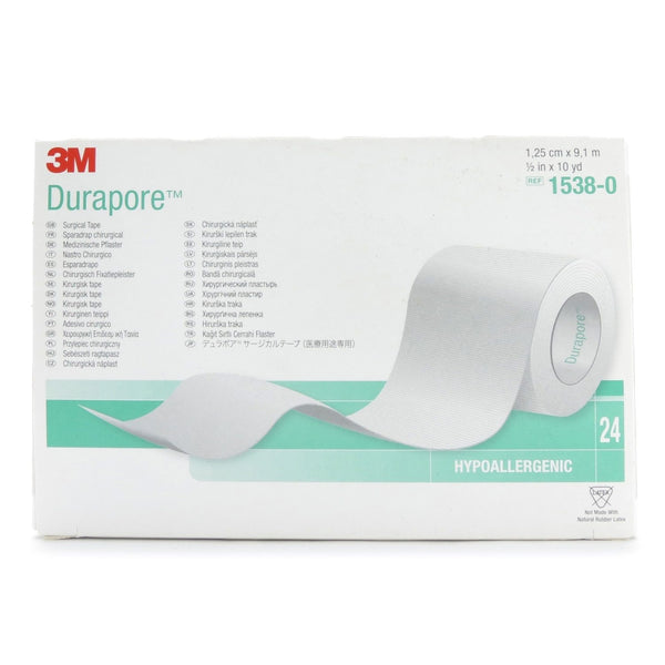 Durapore 1538-0 Medical Tape Silk-Like Cloth 1/2 Inch X 10 Yard White NonSterile. Case of 240