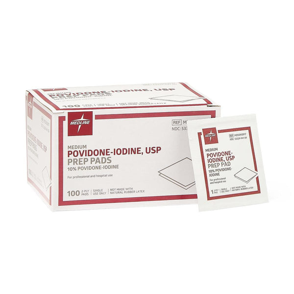 Medline MDS093917 Povidone Iodine Prep Pad Box of 100