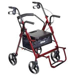 Drive Medical Duet Rollator/Transport Burgundy 8 Wheel Chair, 300 lb. 75225375