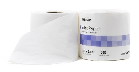 McKesson Toilet Tissue White 2-Ply Roll 500 Sheets, Case of 96