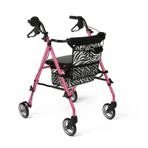 Medline Posh Pink Zebra Rollator: Pink, 6", 1 Count 84162099