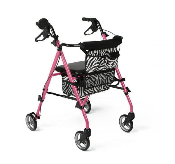 Medline Posh Pink Zebra Rollator: Pink, 6