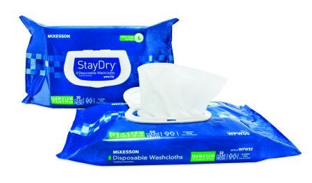 Mckesson StayDry WPW50 Personal Wipe 7-1/2 X 12-1/2 Inch Soft Pack Aloe / Vitamin E Scented Pack of 50