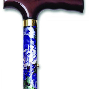 Alex Orthopedic Folding Travel Cane with Fritz Handle - Mauve Floral, 33" - 37" H