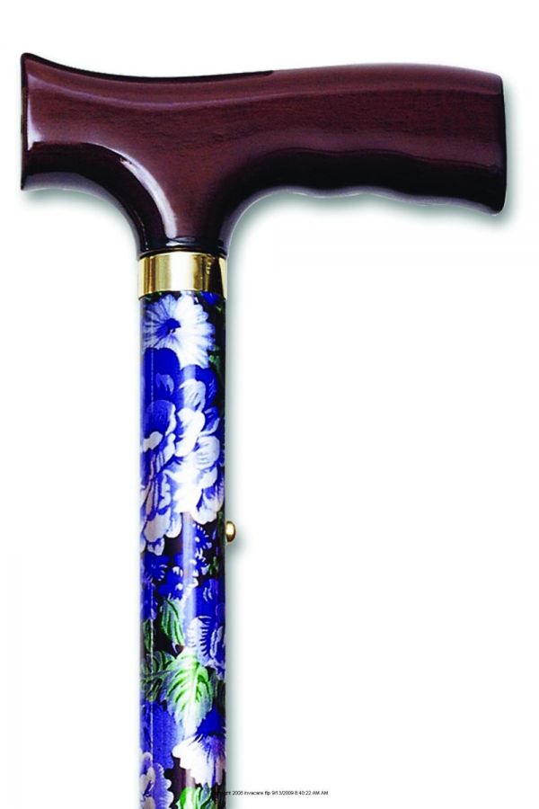 Alex Orthopedic Folding Travel Cane with Fritz Handle - Mauve Floral, 33
