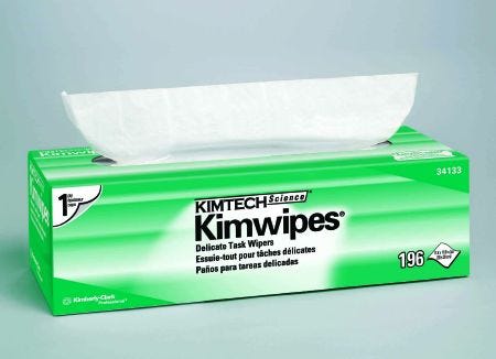 KIMTECH SCIENCE * Kimwipes* 34133 Delicate Task Wipe Light Duty White NonSterile 1 Ply Tissue 11-4/5 X 11-4/5 Inch Disposable, Box of 196