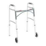 McKesson Aluminum Frame Folding Walker with Wheels , 350 Pound Capacity, 1 Each, Silver 30086019