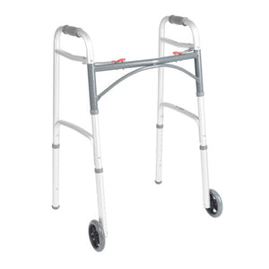 McKesson Aluminum Frame Folding Walker with Wheels , 350 Pound Capacity, 1 Each, Silver 30086019