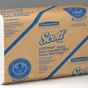 Kimberly Clark Scott Scottfold Paper Towel: White, 8.1" x 12.4", 175 Sheets, 25 Count
