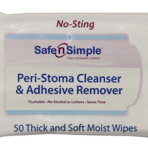 Safe n' Simple Peri-Stoma Adhesive Remover Wipes: 5" x 7", 50 Count 11659065