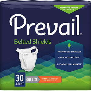 Prevail Incontinence Belted Shields, Extra Absorbency, One Size Fits Most, Button Closure 74845122
