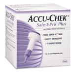 Accu-Chek Safe-T-Pro Plus Safety Lancet Adjustable Depth Lancet Needle 3 Depth Settings 23 Gauge Spring-Loaded Trigger Button Box of 200 63231325
