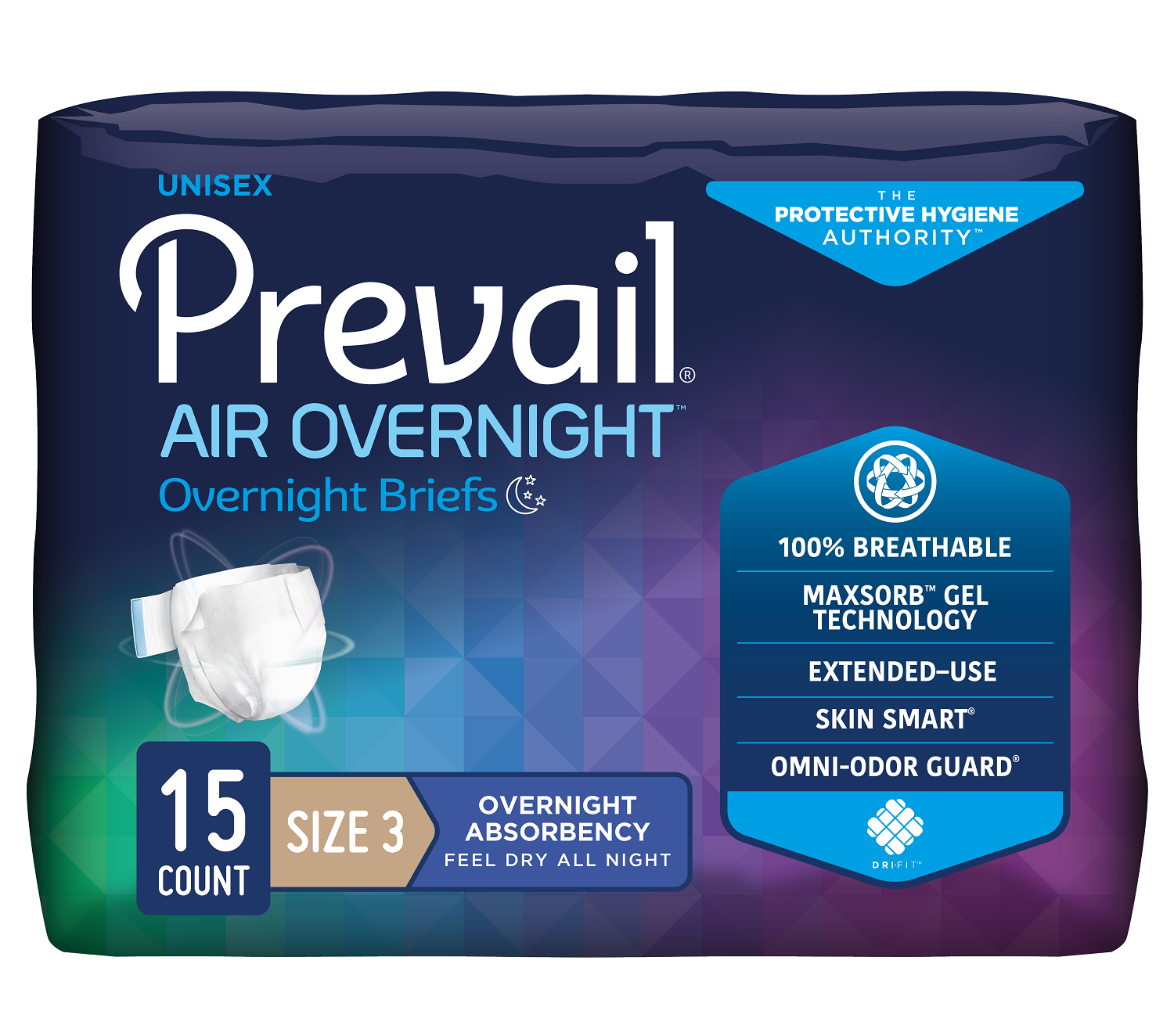 Prevail Air Overnight Briefs, Overnight Absorbency, Breathable, Refastenable Tabs 79769802 20393819
