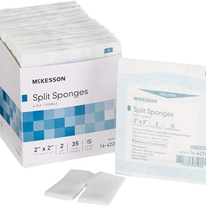 Mckesson I.V./Drain Split Dressing: 70 Count, Square Shape, 2" x 2", 6-Ply
