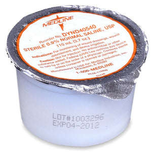 Medline Sterile Saline Solution: 110 mL, 48 Count