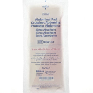 Medline Extra Absorbent Sterile ABD Pads 8 Inch x 10 Inch Box of 18