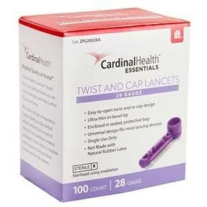 Cardinal Health ReliaMed Twist and Cap Lancet, 28G (100 count)