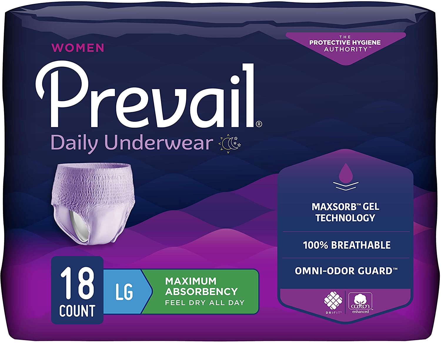 Prevail Incontinence Protective Underwear for Women, Maximum Absorbency, Pull On with Tear Away Seams 84236437 64032453