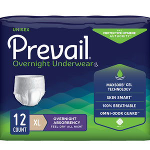 Prevail Unisex Overnight Underwear, Heavy Absorbency, Pull On with Tear Away Seams 77214976