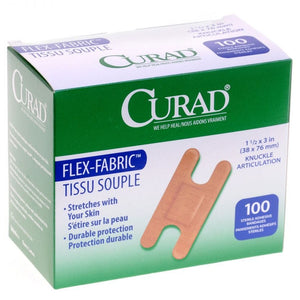 Medline CURAD Fabric Adhesive Bandages: Knuckle, Natural, 100 Count 20300332