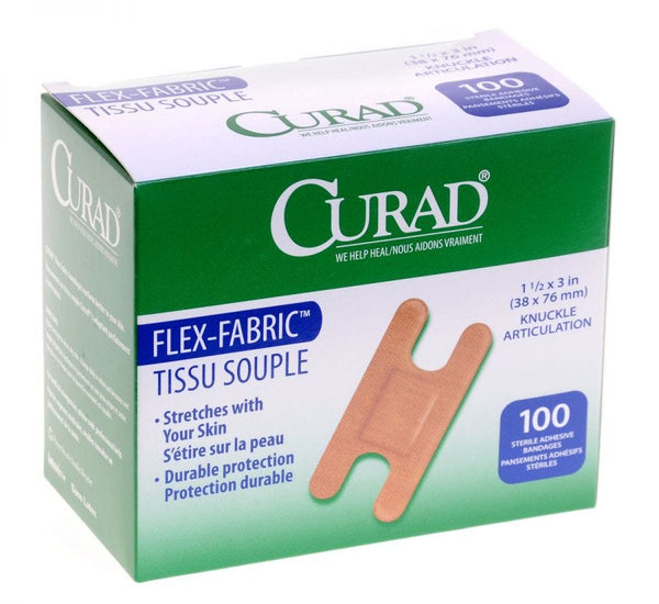 Medline CURAD Fabric Adhesive Bandages: Knuckle, Natural, 100 Count 20300332