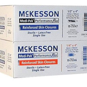 Mckesson Skin Closure Strip: 6 Count, White, 1/2" x 4"
