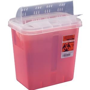 SharpSafety Multi-purpose Sharps Container, 1-Piece, 10H X 10.5W X 7.25D Inch, 2 Gallon, Translucent Base, Horizontal Entry Lid, 1 Container 36993239