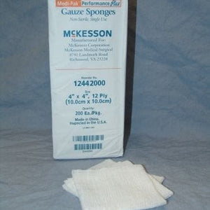 Mckesson 12442000 Cotton Gauze Sponge Pack of 200