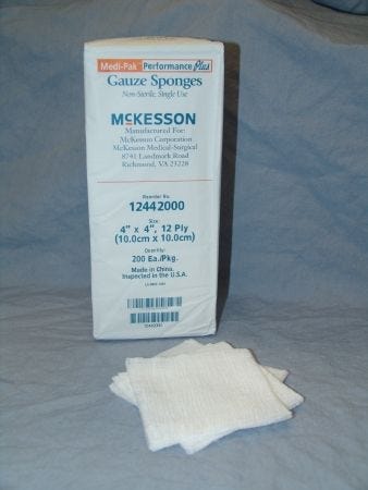 Mckesson 12442000 Cotton Gauze Sponge Pack of 200