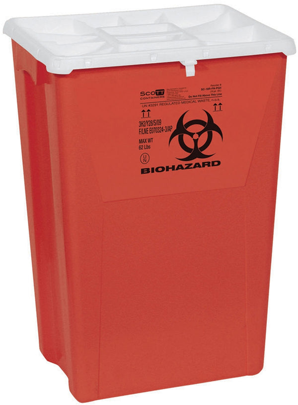 PG-II Flat Sharps Container, Red, 18 Gallon, Case of 7 19490802