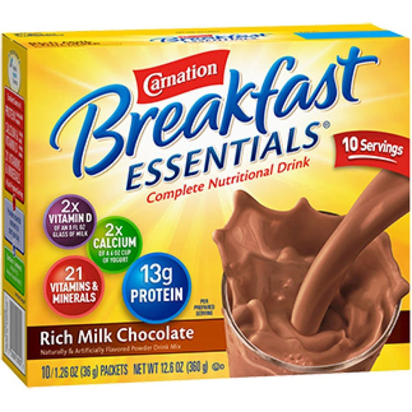 Nestle Carnation Breakfast Essentials Oral Supplement: Rich Milk Chocolate, 36 gram powder, 60 Count 40689847